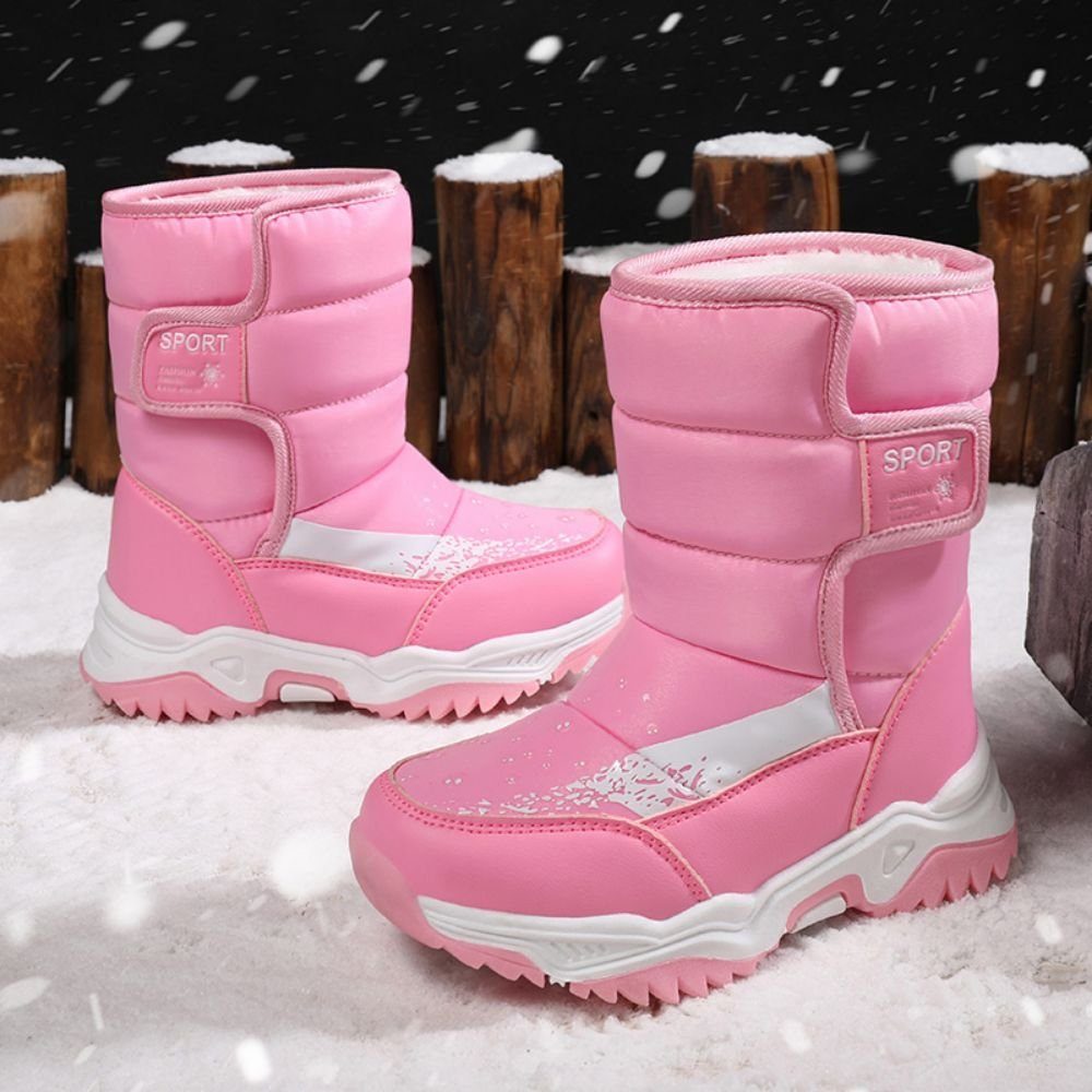 HUSKSWARE Winterboots (Mittelhohe warm Vlies) Kinderstiefel warme rutschfest, halten, Schneestiefe, Winterkinder-Sneaker, rosa Baumwollschuhe
