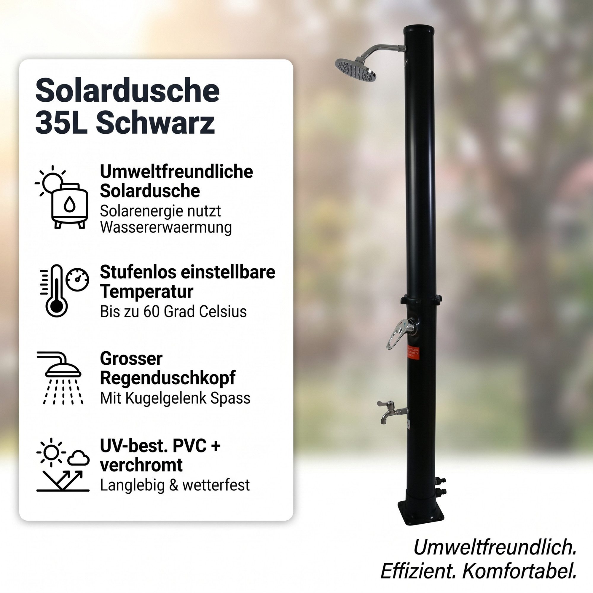 Mucola Solardusche Solardusche Gartendusche 35L Pooldusche Campingdusche Outdoor (Stück, Solardusche), Speicherkapazität: 35 Liter