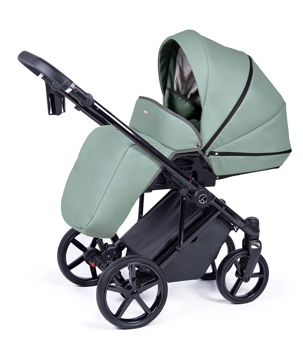 3 Grün Designs 21 Eco Gestell Kombi-Kinderwagen - Kinderwagen-Set babies-on-wheels 1 = 15 Teile in Fado in - schwarz