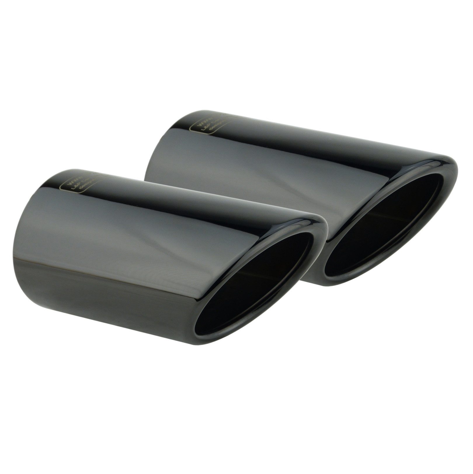 L & P Car Design Auspuff-Flexrohr 2 Auspuffblenden Schwarz Chrom Edelstahl für Audi A4 B8 A5 8T Q5 8R, 73,5 mm