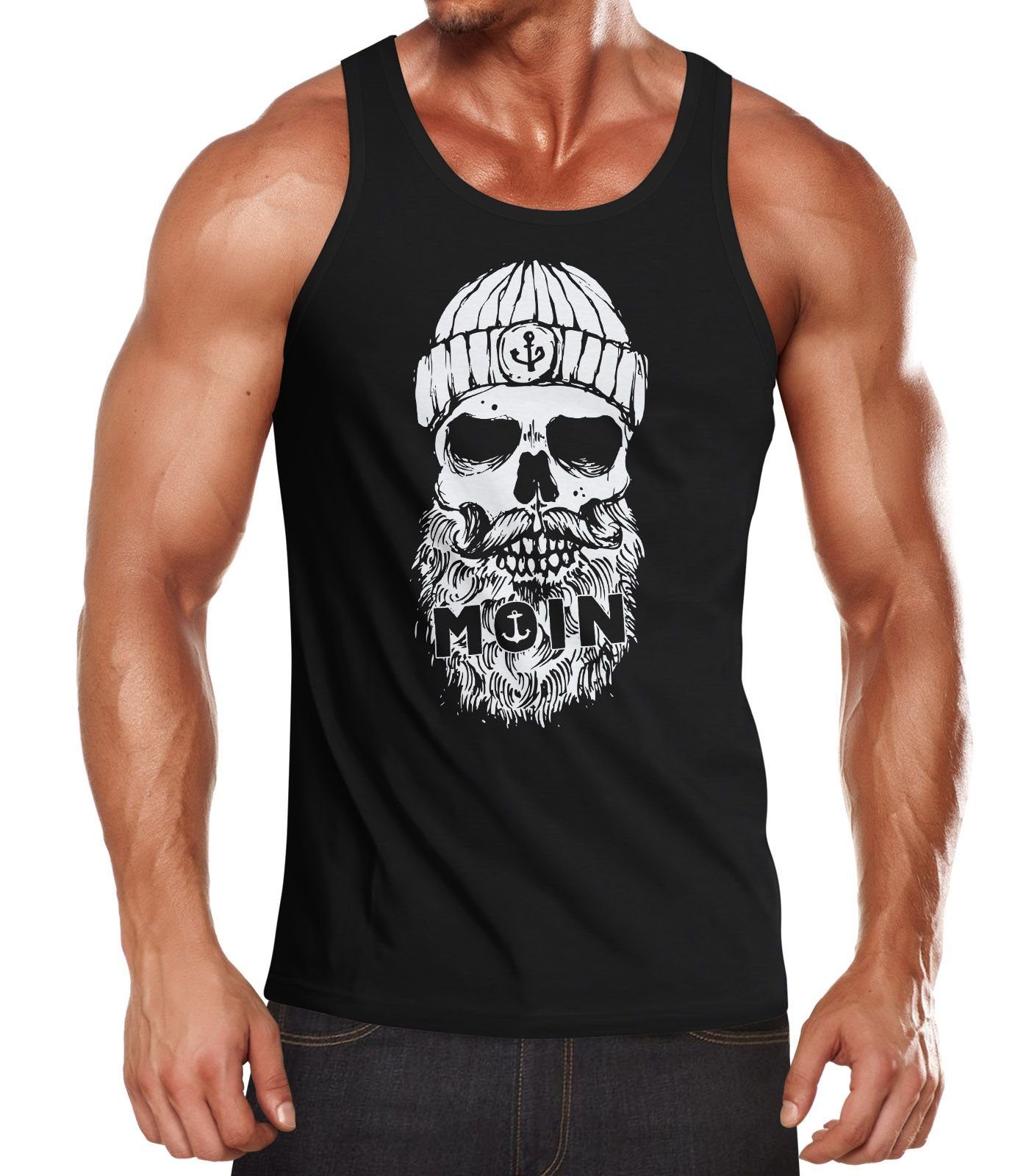 Neverless Tanktop Herren Tank-Top Moin Totenkopf Anker Skull Muskelshirt Muscle Shirt mit Print