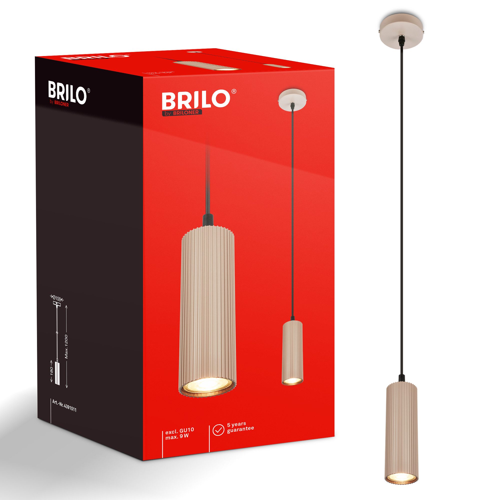 Briloner Leuchten LED Pendelleuchte IDA, ohne Leuchtmittel, Ø10 cm, Esszimmer, Esstisch, Wohnzimmer