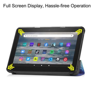 Lobwerk Tablet-Hülle 2in1 Set (Hülle + Glas) für Amazon Kindle Fire 7 12. Generation 2022 7, Wake & Sleep Funktion, Sturzdämpfung, Aufstellfunktion