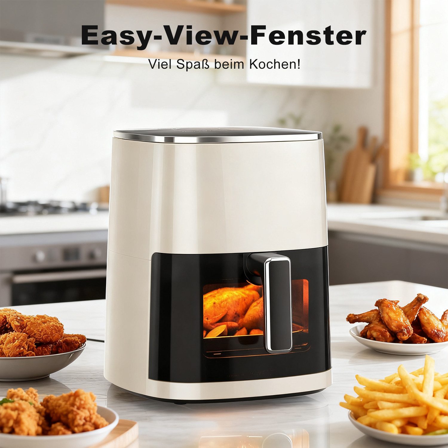 DUMOS Heißluftfritteuse, 6,34 QT – XXL Air Fryer mit Digitaldisplay, 8 Kochprogramme