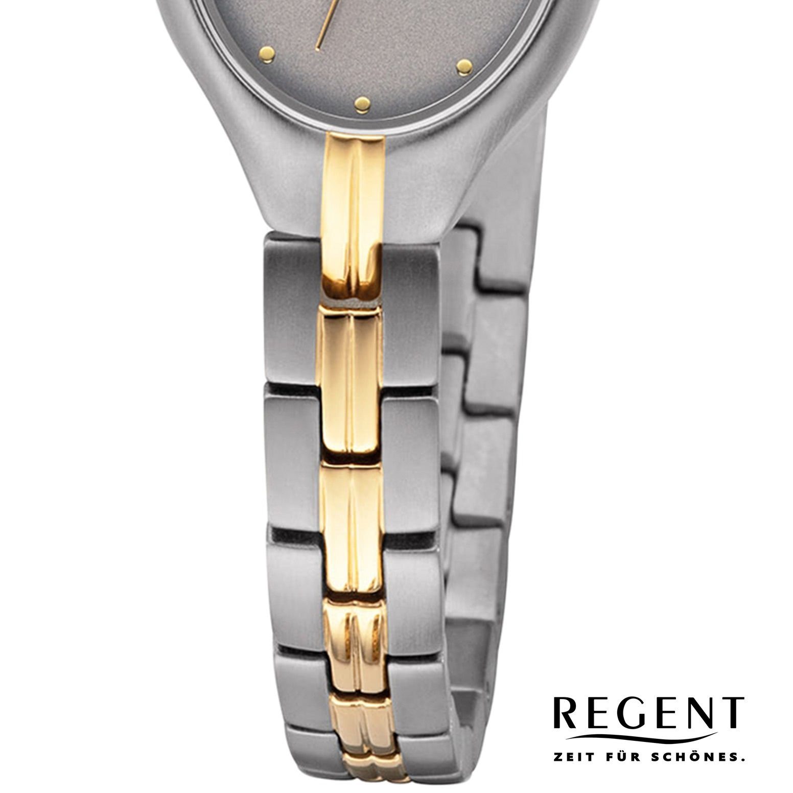Regent Quarzuhr Damen Uhr mittel Metallarmband (ca. 35mm), oval, Regent Armbanduhr Metall Quarz, Damen F-1164