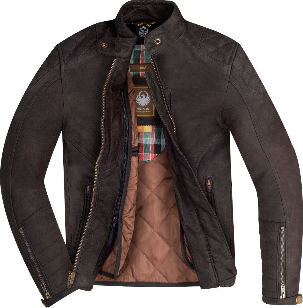 Lederjacke Damen Motorradjacke Merlin Brown Motorrad Mia