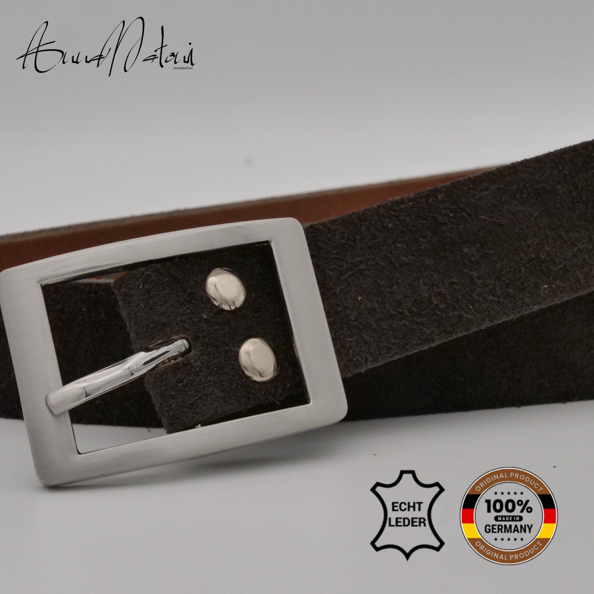 AnnaMatoni Ledergürtel AnnaMatoni Damen Ledergürtel hochwertiges Velour Leder 3cm echt