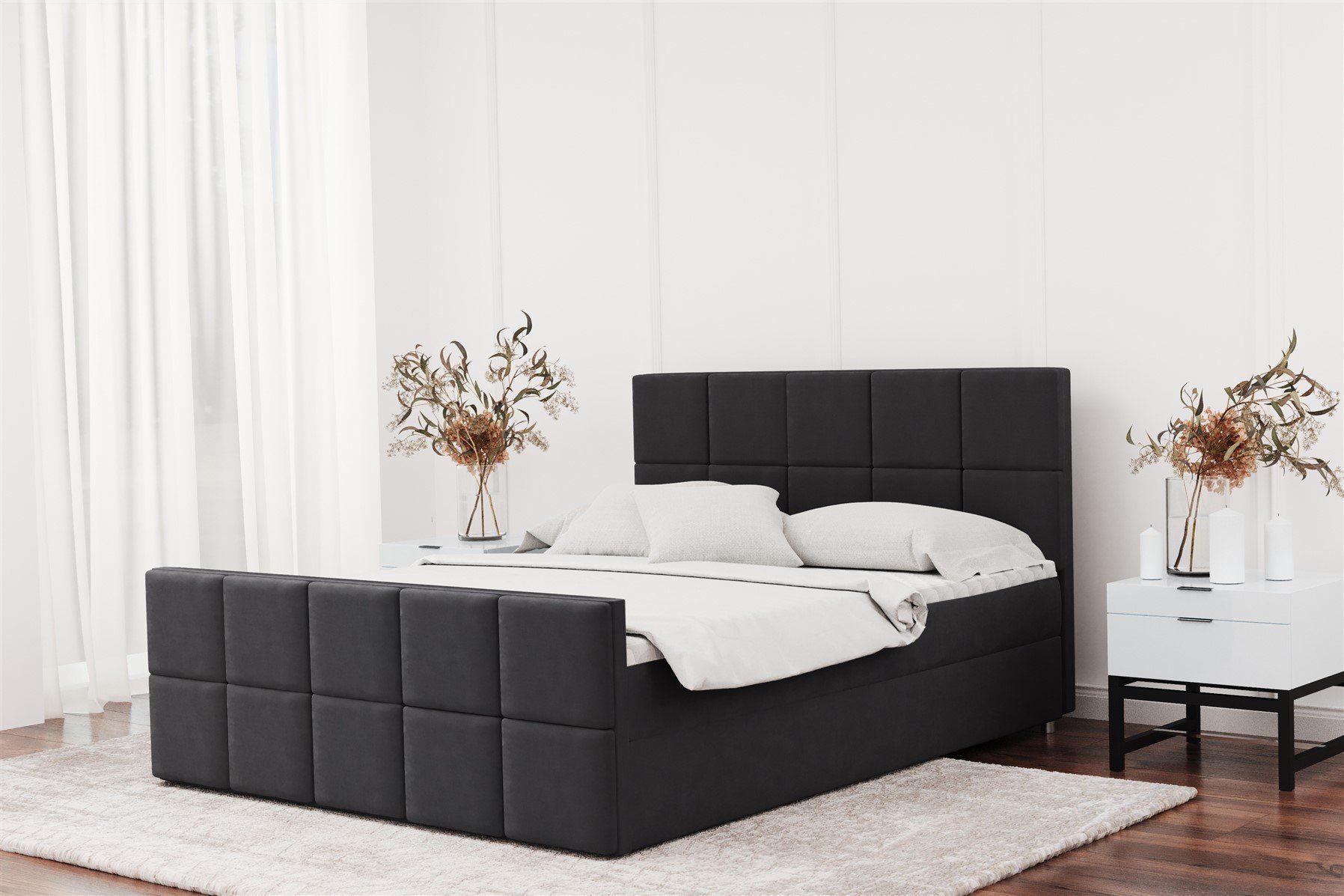 Fun Möbel Boxbett Schlafzimmerbett JOST in Stoff oder Kunstleder (inkl. Bettkasten, inkl. Kaltschaumtopper), gepolstertes Fußteil
