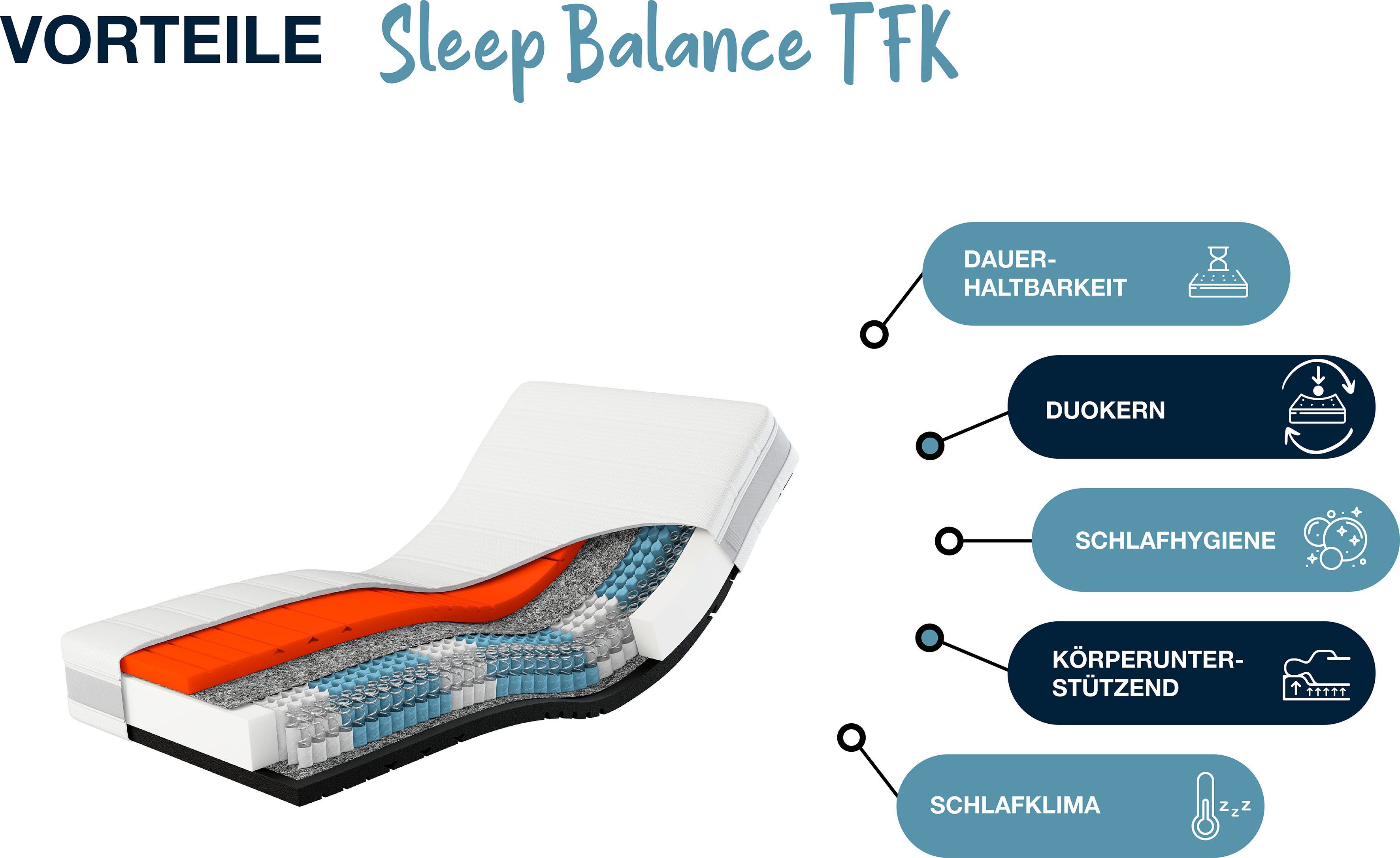 erhältlich 24 Größen vielen Sleep Balance den 90x200 Größen cm hoch, in Hn8 und (1-tlg), Schlafsysteme, weiteren TFK, Taschenfederkernmatratze