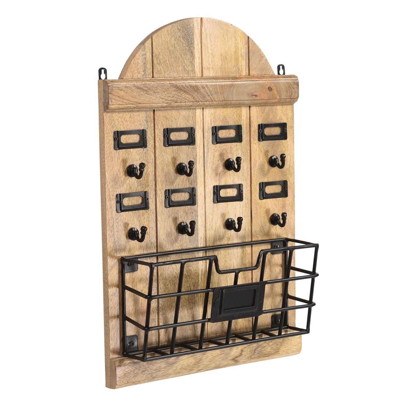 baario Schlüsselbrett Schlüsselbrett VINTAGE Holz, massiv Schlüsselboard mit Ablage Industrial Design