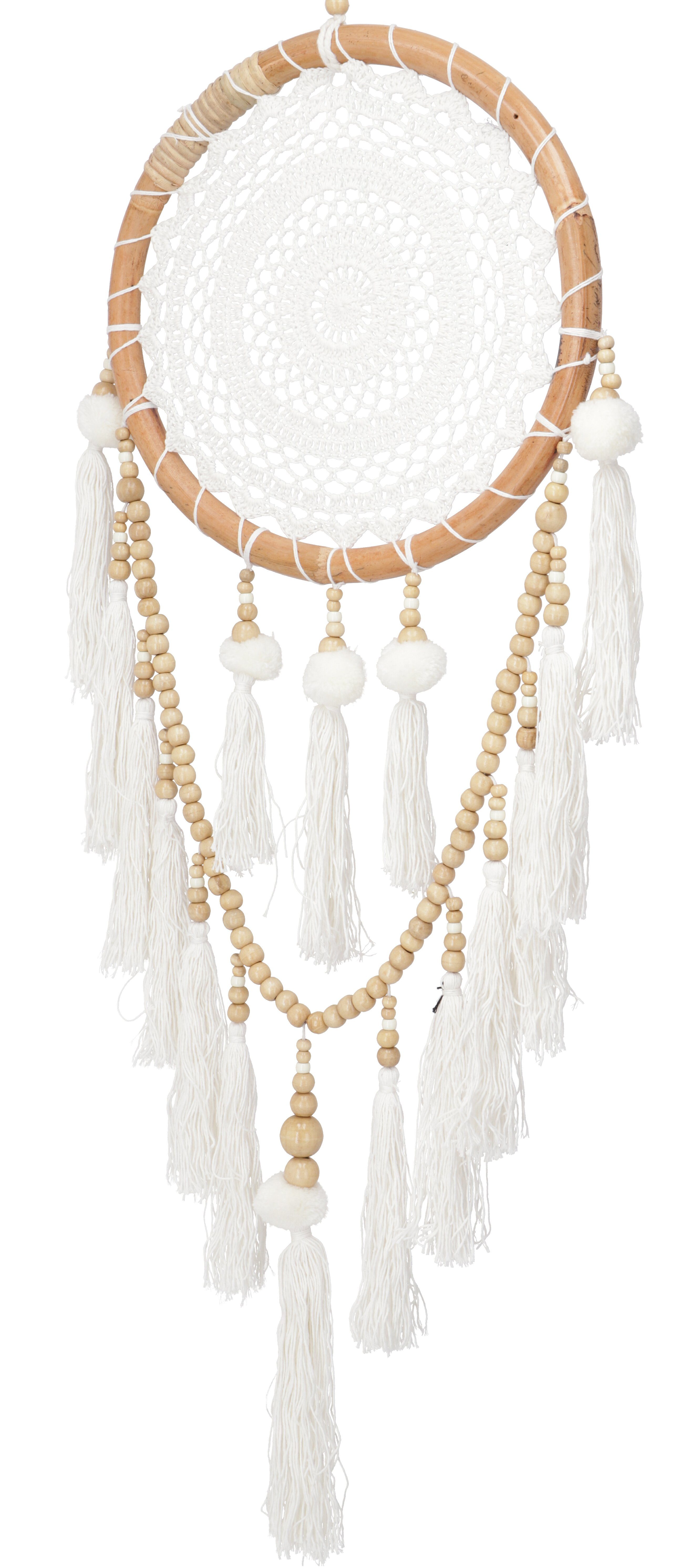 Guru-Shop Dekoobjekt Traumfänger Boho 32 cm - weiß
