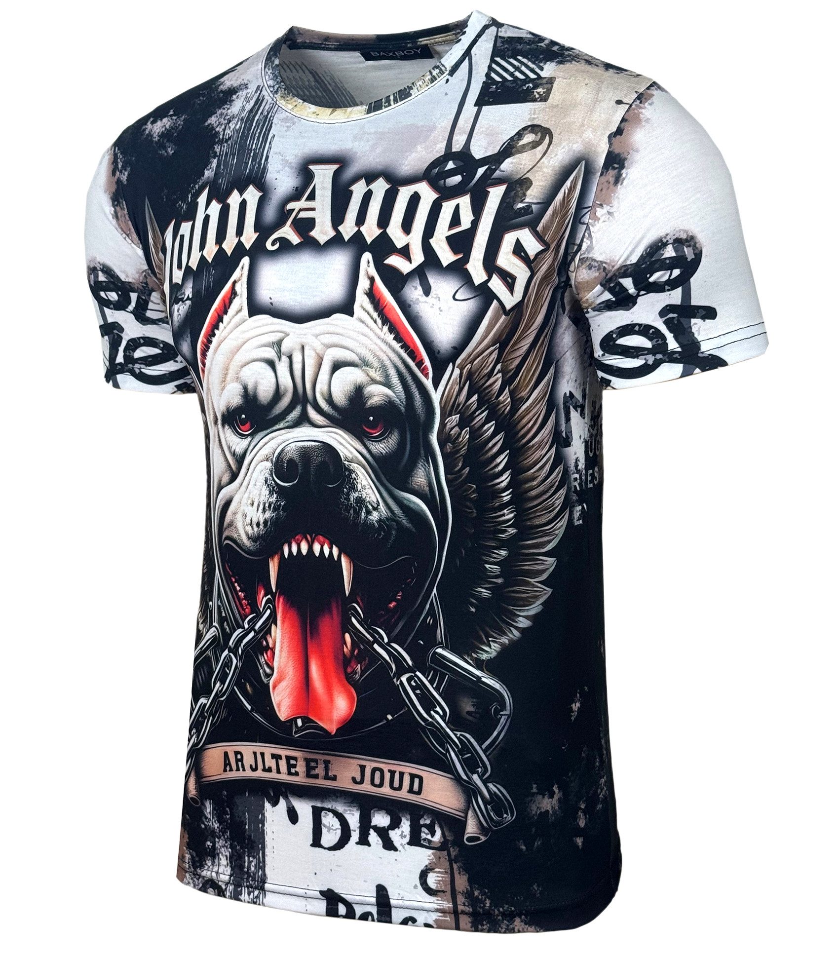 Baxboy T-Shirt Baxboy Moderner Männer Kurzarm Allover Print T-Shirt 220-229