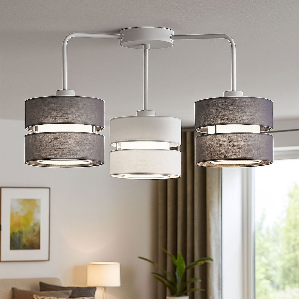 WOFI Deckenleuchte, Leuchtmittel nicht inklusive, Deckenleuchte Lampe Wohnzimmerleuchte 3 flammig Textil