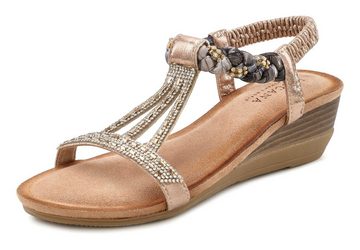 LASCANA Sandalette, Sommerschuh Sandale mit Schmucksteinen, Glitzer, elastische Riemen, Sandalette,Sommerschuh