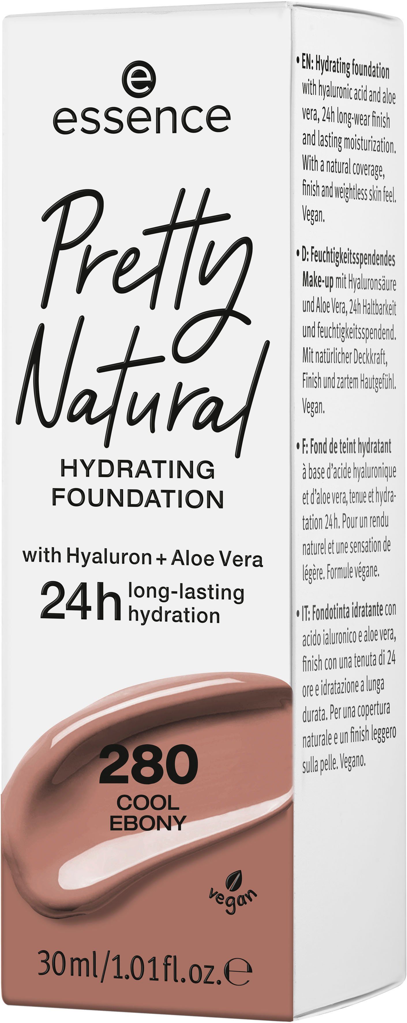Pretty Foundation Natural Essence HYDRATING, Cool Ebony 3-tlg.