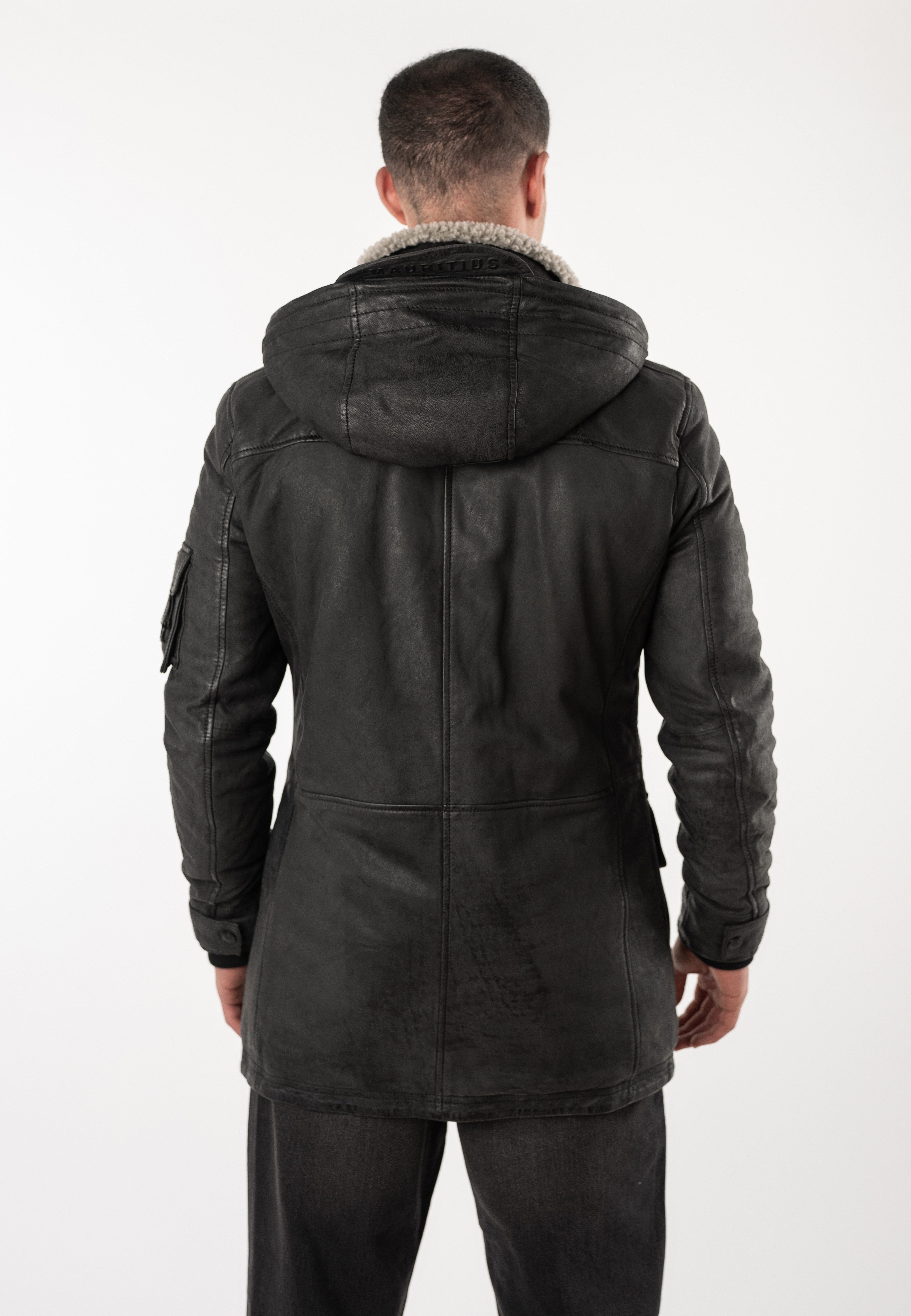 Mauritius Parka MMUnimak (mauritiusHerren26) aus Leder mit textilen Details