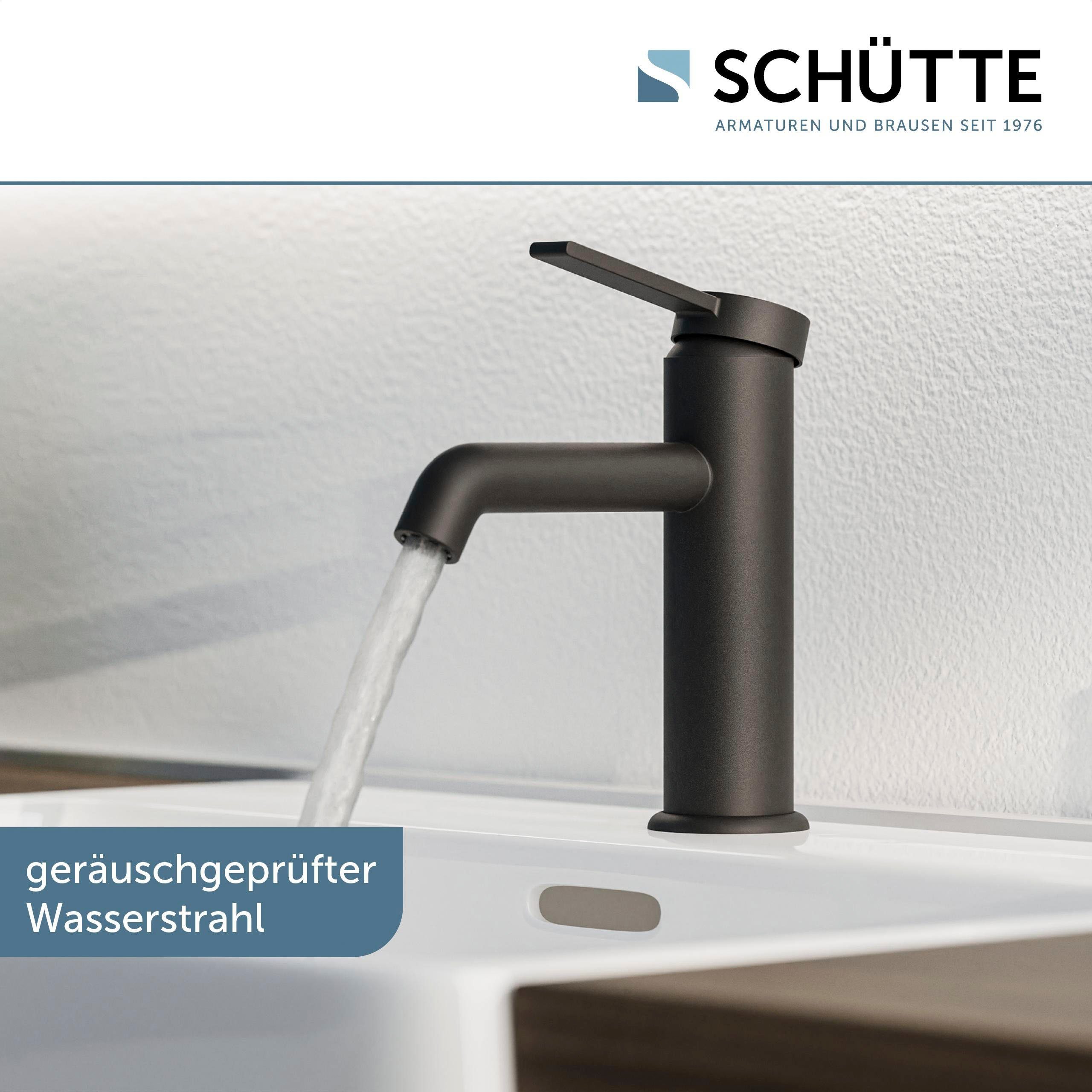 Schütte ANGELES Schwarz wassersparend Wasserhahn Waschtischarmatur matt LOS Bad, energiesparend,