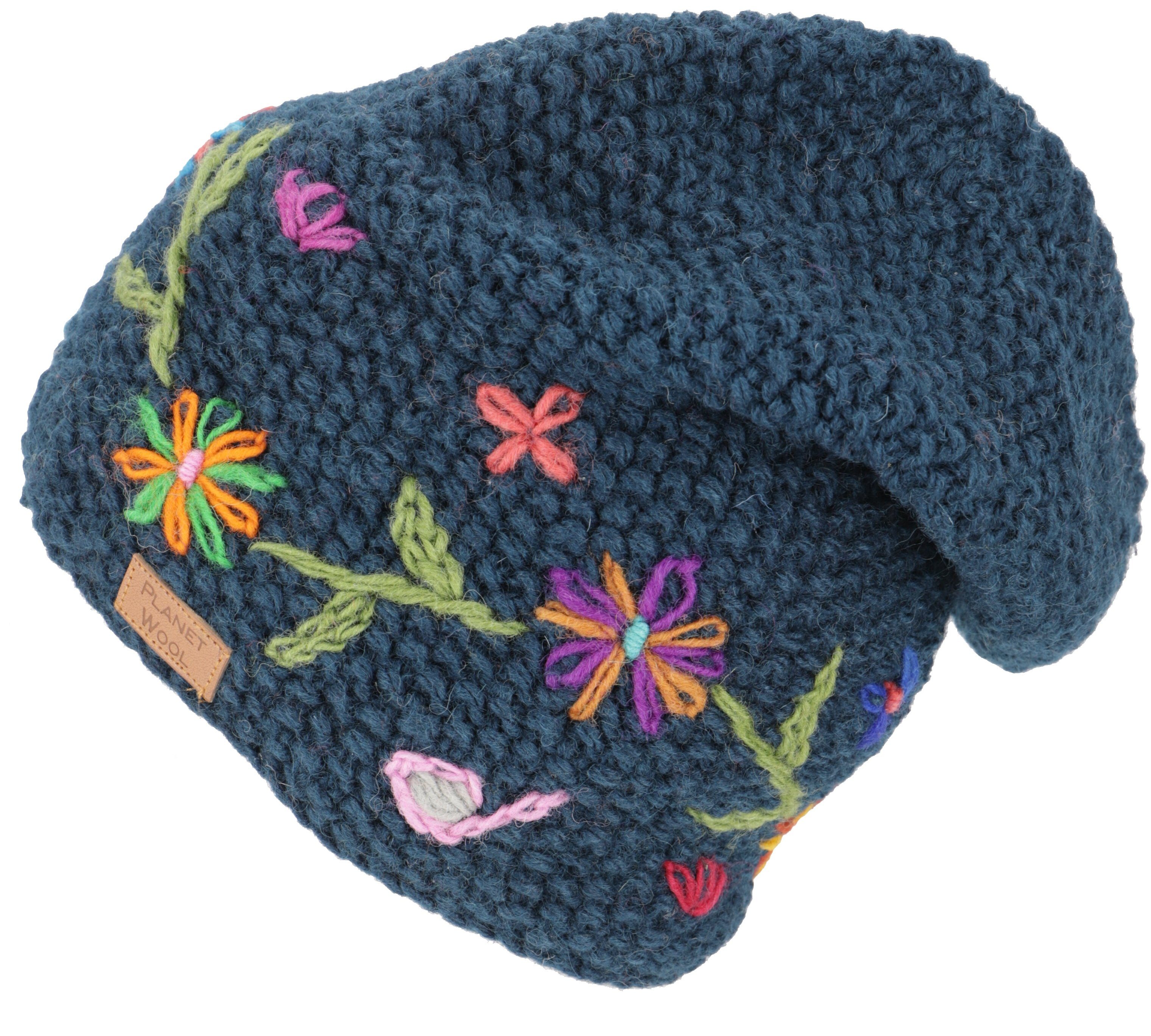 Guru-Shop Strickmütze Beanie Mütze, bestickte Strickmütze,..
