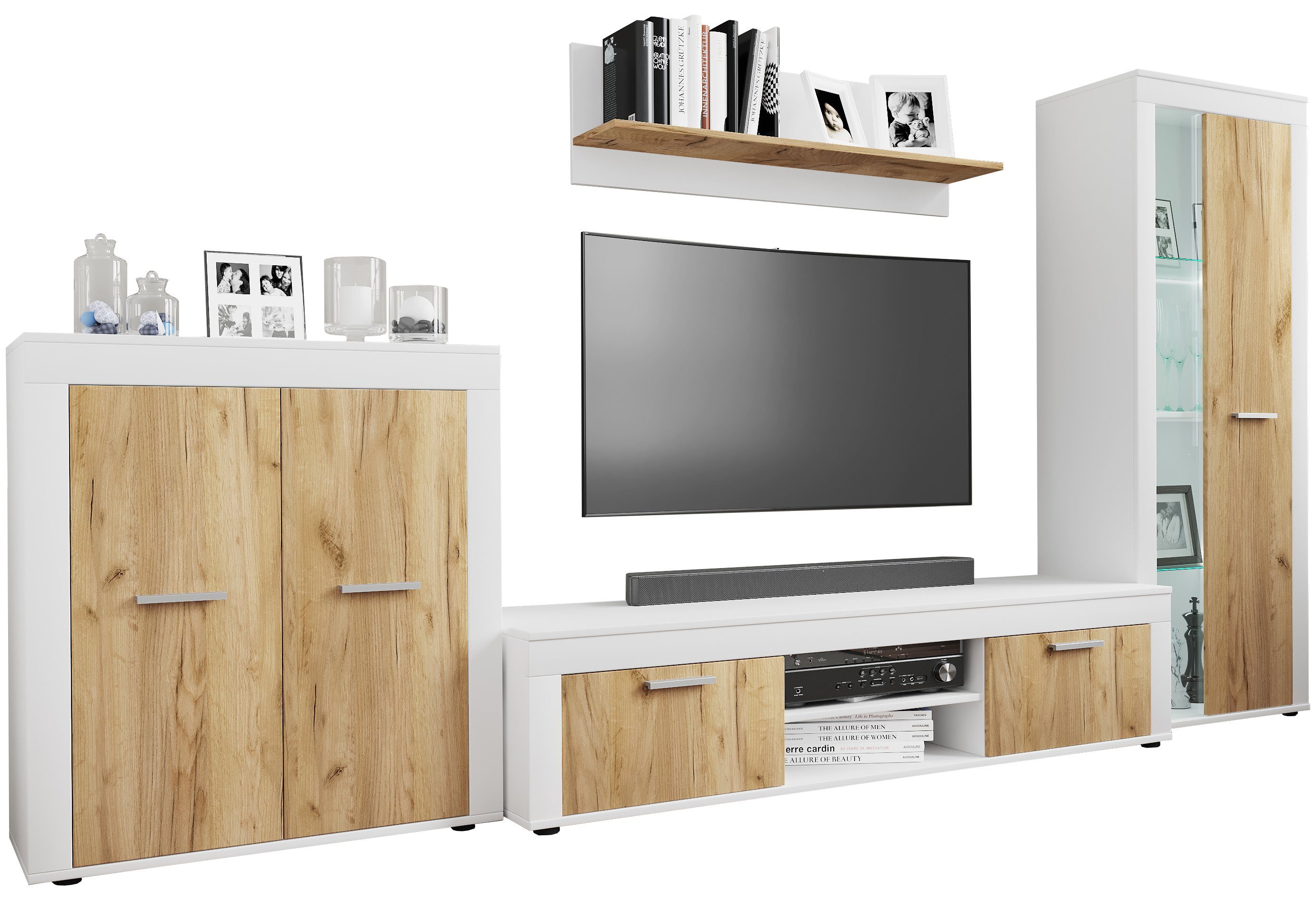 VCM TV-Board TV Möbel Wohnzimmer Usilo H. 159 x B. 300 x T. 37
