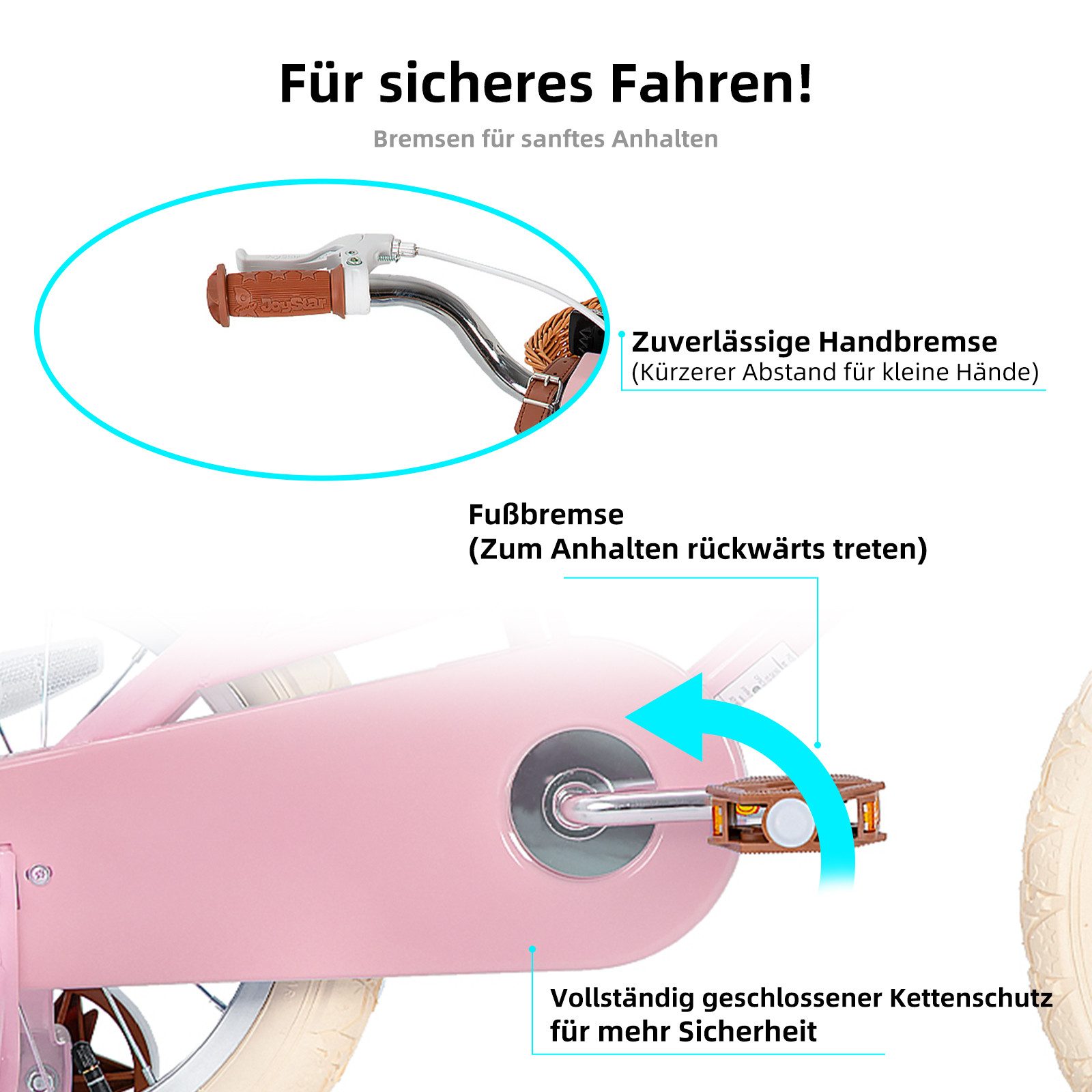 JOYSTAR Kinderfahrrad 12/14/16/18/20 Mädchenfahrrad für 2-13 Jahre alte Kinder, 12" 14" 16" Kinderfahrrad mit Stützrädern & Korb, 20 Zoll mit Ständer