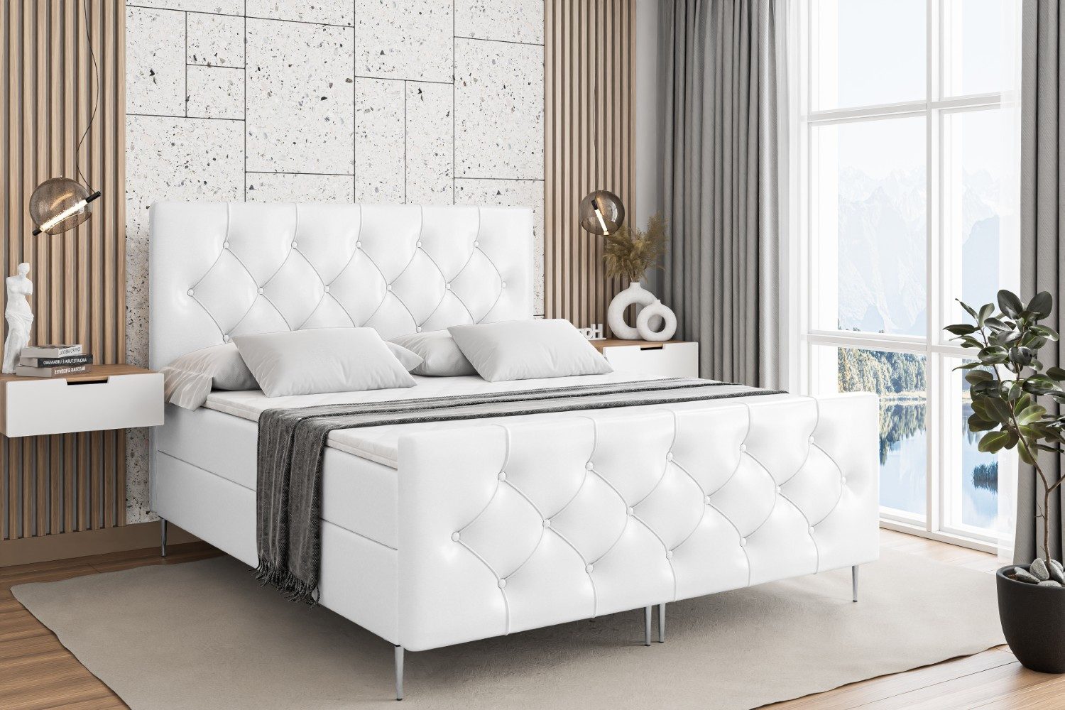 ALTDECOR Boxbett MIRAGE-F-Z (Multipocket-Matratze H4, H3 Matratze Bonellfederung, Topper, Kopfteil)
