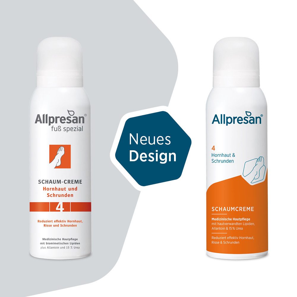 Allpresan Fußschaum Allpresan Fuß spezial Nr. 4 Hornhaut und Schrunden -Produkt wählbar- Mit Milchsäure und 15% Urea, 1-tlg., Medizinische Fußpflege mit biomimetischen (hautverwandten) Lipiden