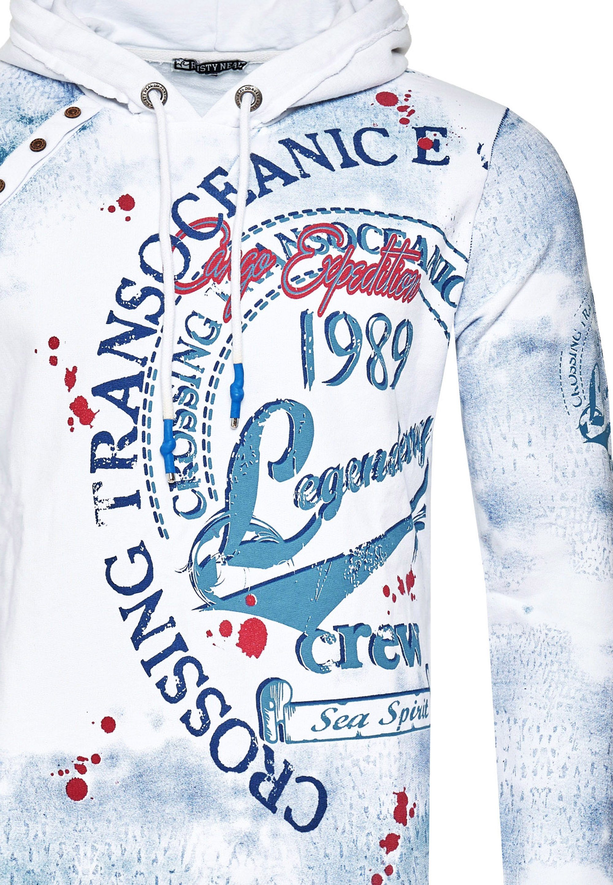Rusty Neal Kapuzensweatshirt mit coolem weiß Frontprint
