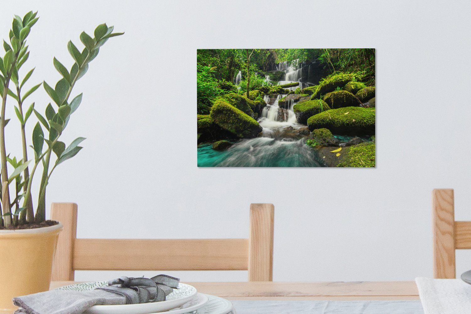 OneMillionCanvasses® Leinwandbild Wasserfall cm 30x20 - - Wanddeko, Leinwandbilder, Begrünung, Pflanzen Blumen - Wandbild Aufhängefertig, (1 St)