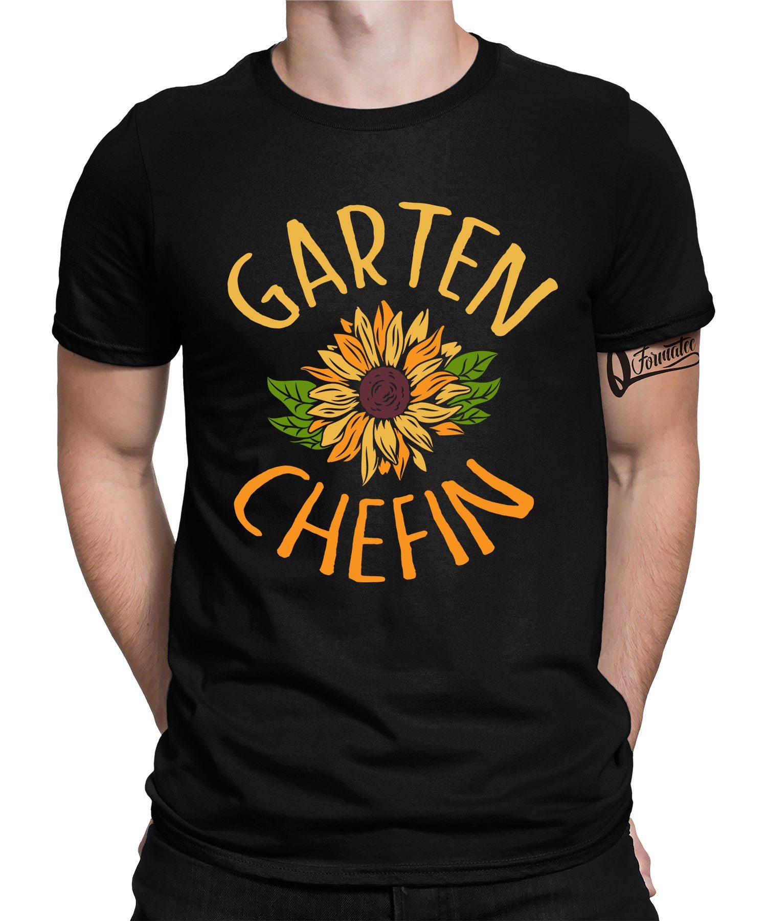 Gemüse Gärtner (1-tlg) T-Shirt Formatee Hobbygärtner Chefin Quattro Schwarz Kurzarmshirt Garten - Herren