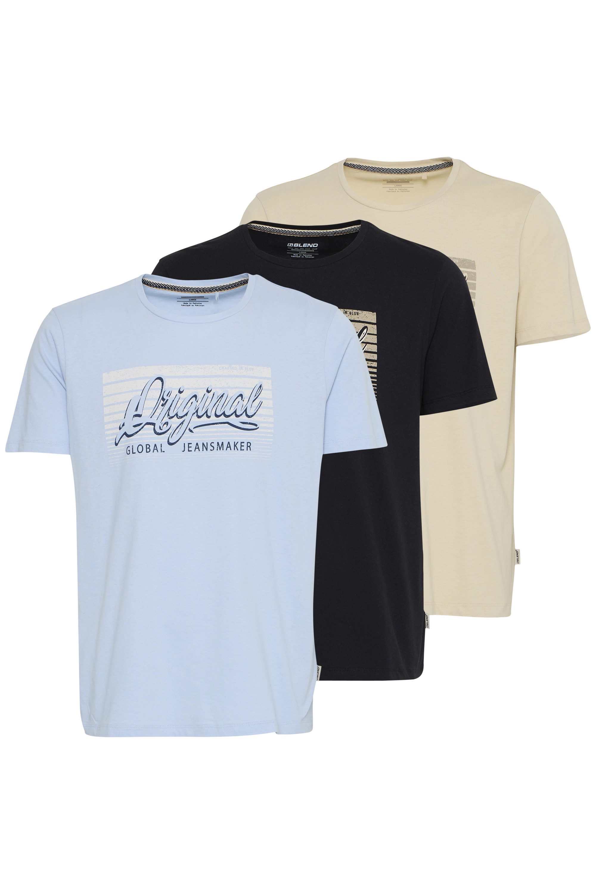 Blend T-Shirt T-Shirt (3-tlg) 3er Pack T-Shirt mit Print