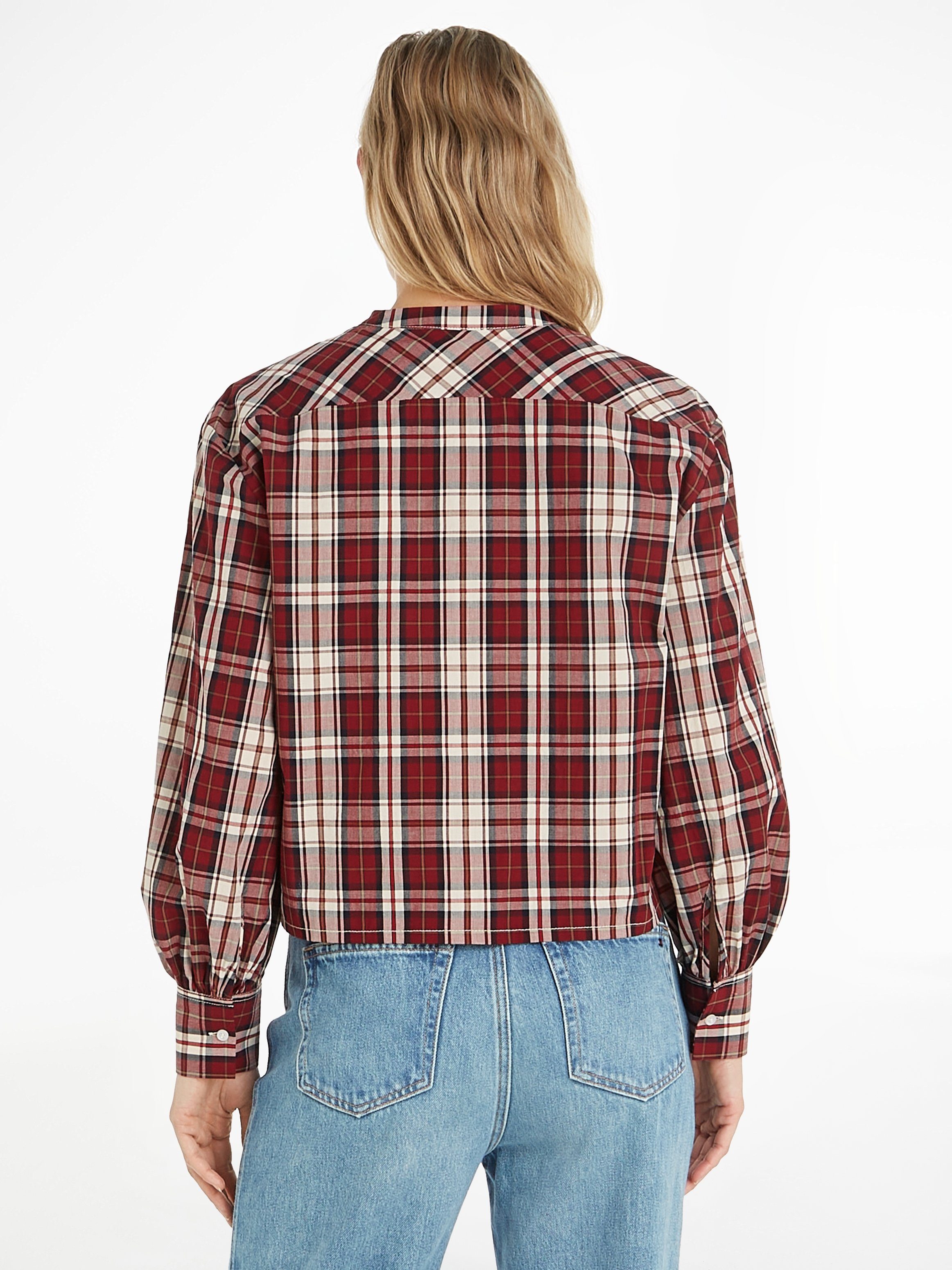 Tommy Hilfiger Langarmbluse TARTAN CO COLLARLESS günstig online kaufen