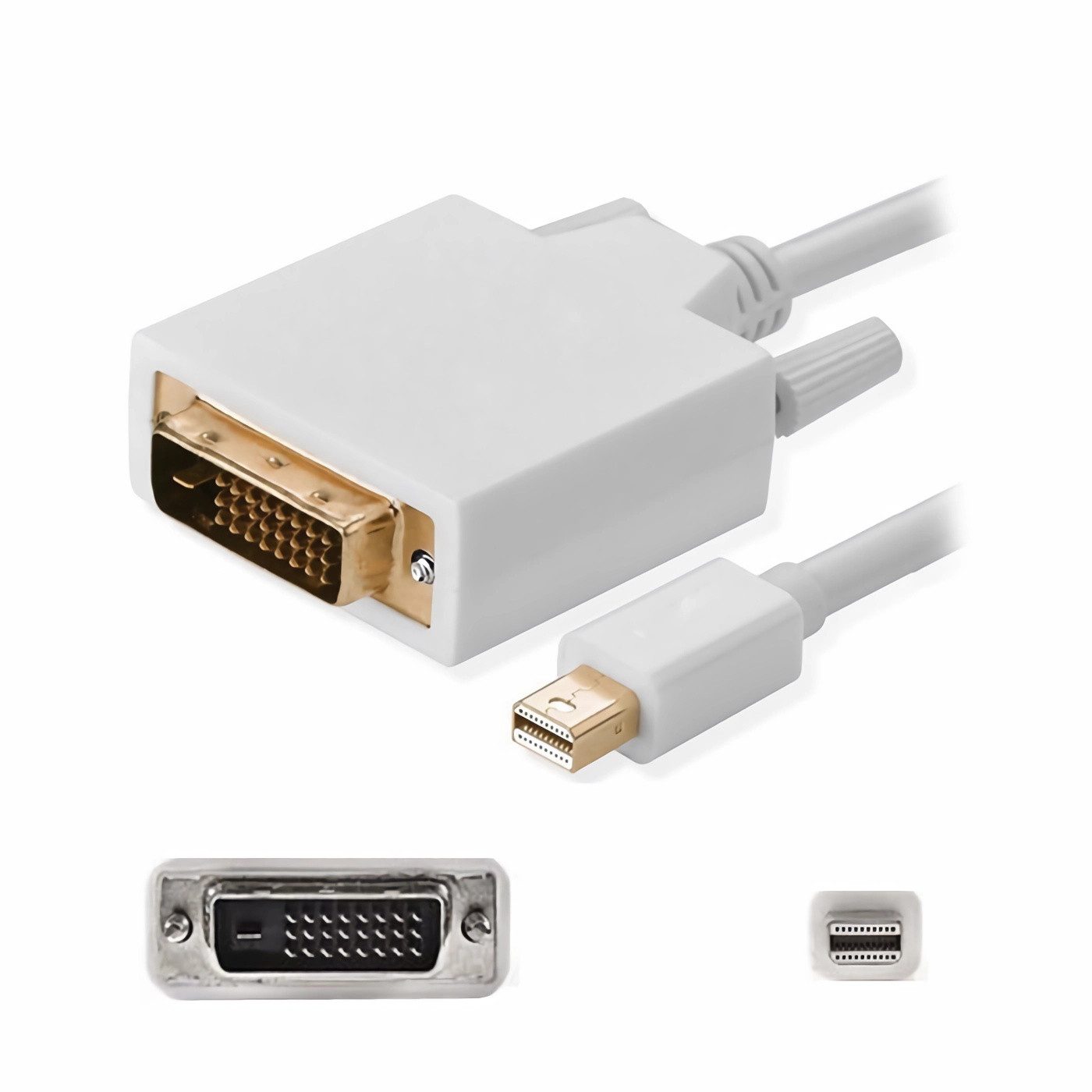 Bolwins E00 Mini DisplayPort auf DVI Kabel 1,8m Mini DP auf DVI-D 24+1 Stecker Video-Kabel, Mini DisplayPort 20-Pin Stecker, DVI-D (Dual Link) 24+1 Stecker (180 cm), Plug & Play, aktiv Signalumwandlung, Schraubanschluss am DVI, Hot-Swap