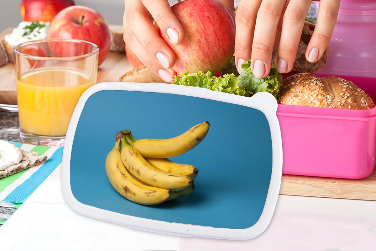 (2-tlg), Banane Brotbox Obst Blau, Snackbox, Lunchbox - Kunststoff MuchoWow Kunststoff, für rosa Mädchen, - Erwachsene, Brotdose Kinder,
