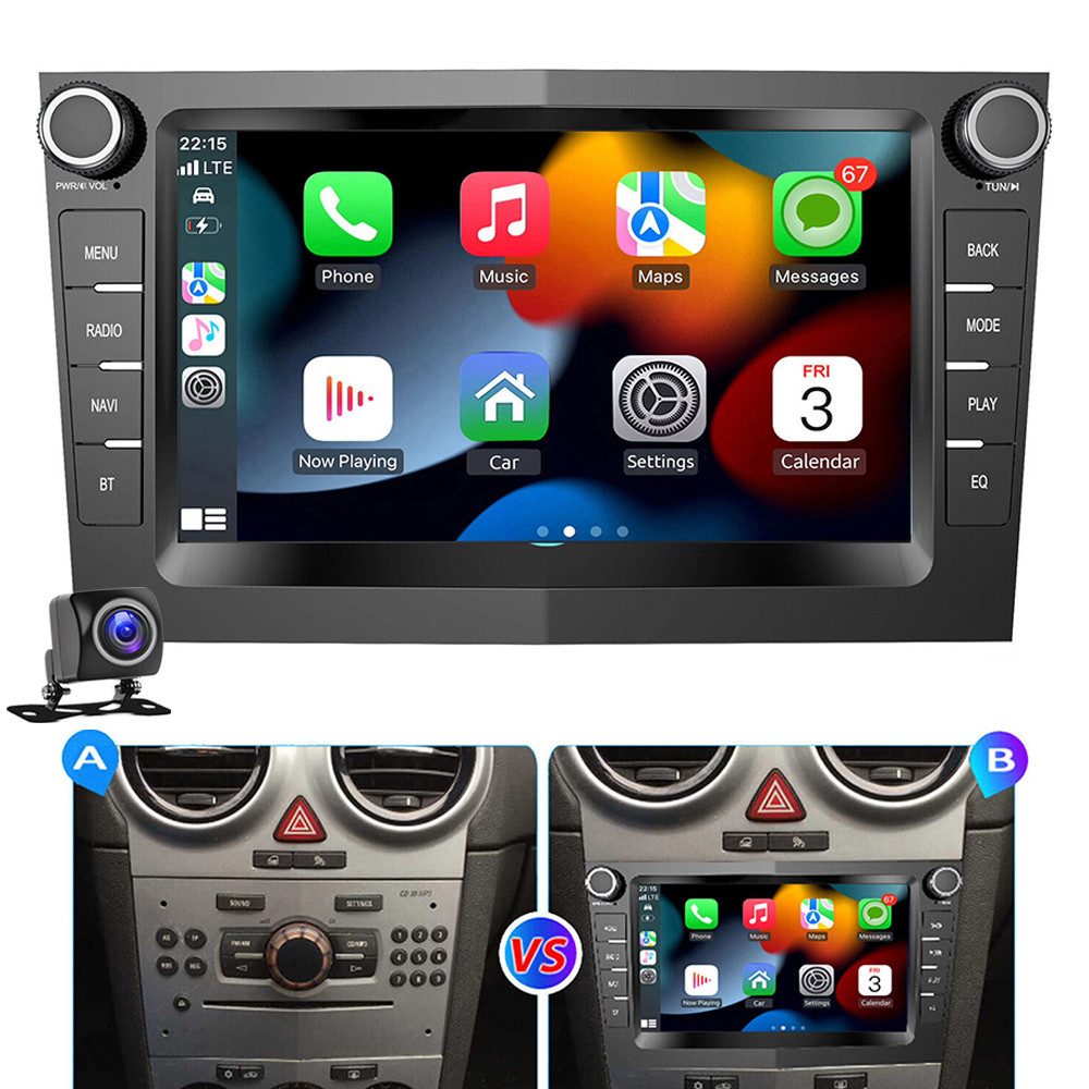 ESSGOO 7" Android 14 Carplay GPS Für Opel Astra H Corsa C D Vectra C Zafira Autoradio (DAB+ (optional), FM, RDS, Wireless Android Auto FM RDS Bluetooth EQ USB WIFI Touchscreen SWC)