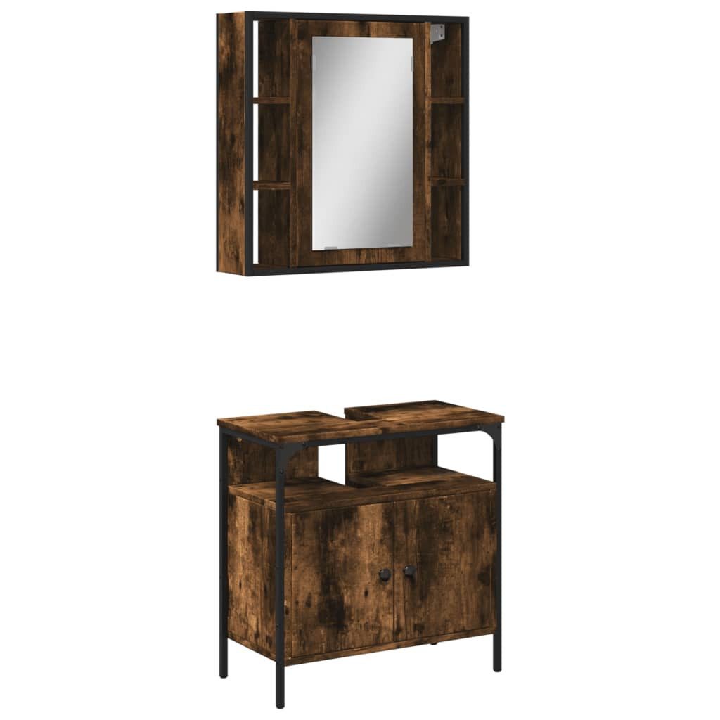 vidaXL Badezimmer-Set 2-tlg. Badmöbel-Set Räuchereiche Holzwerkstoff, günstig online kaufen