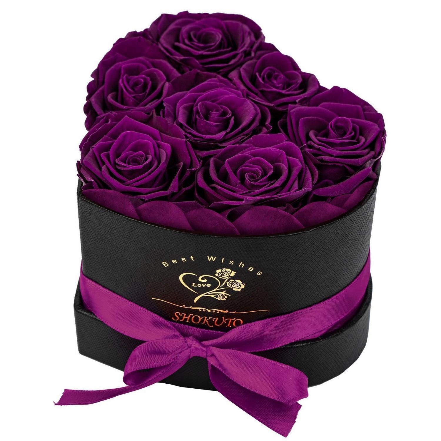 LuxusKollektion Geschenkbox Ewige Rosen Herzbox Violett (7 St)