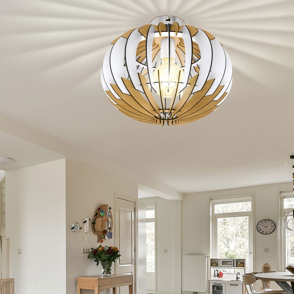 EGLO LED Kugelleuchte, Leuchtmittel inklusive, Lampe Design Decken nicht Beleuchtung Wohn Lamellen Holz Zimmer