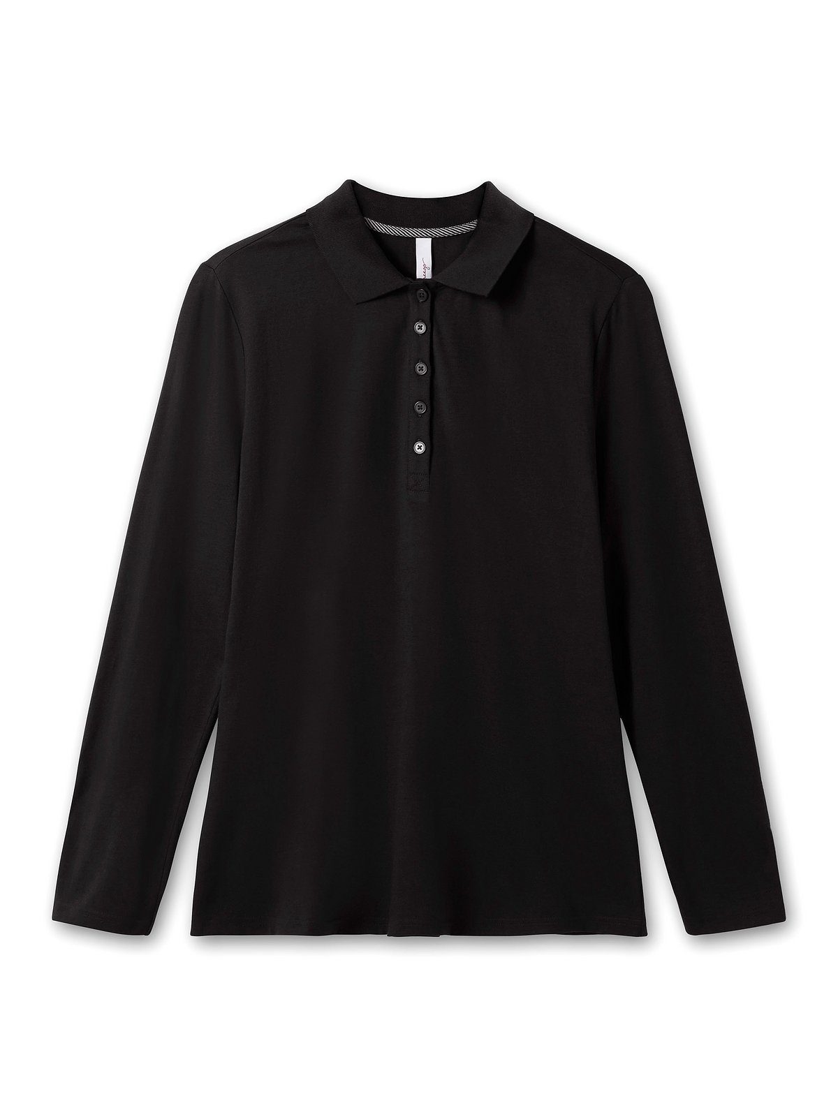Sheego Langarmshirt in Knopfleiste, feiner Größen Große mit Melange schwarz meliert kurzer