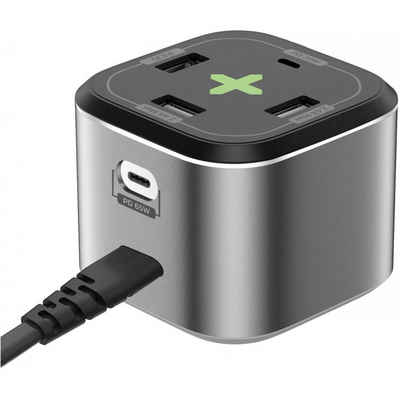 Celly GAN USB/USB-C Ladegerät - Power Station - silber/schwarz USB-Ladegerät