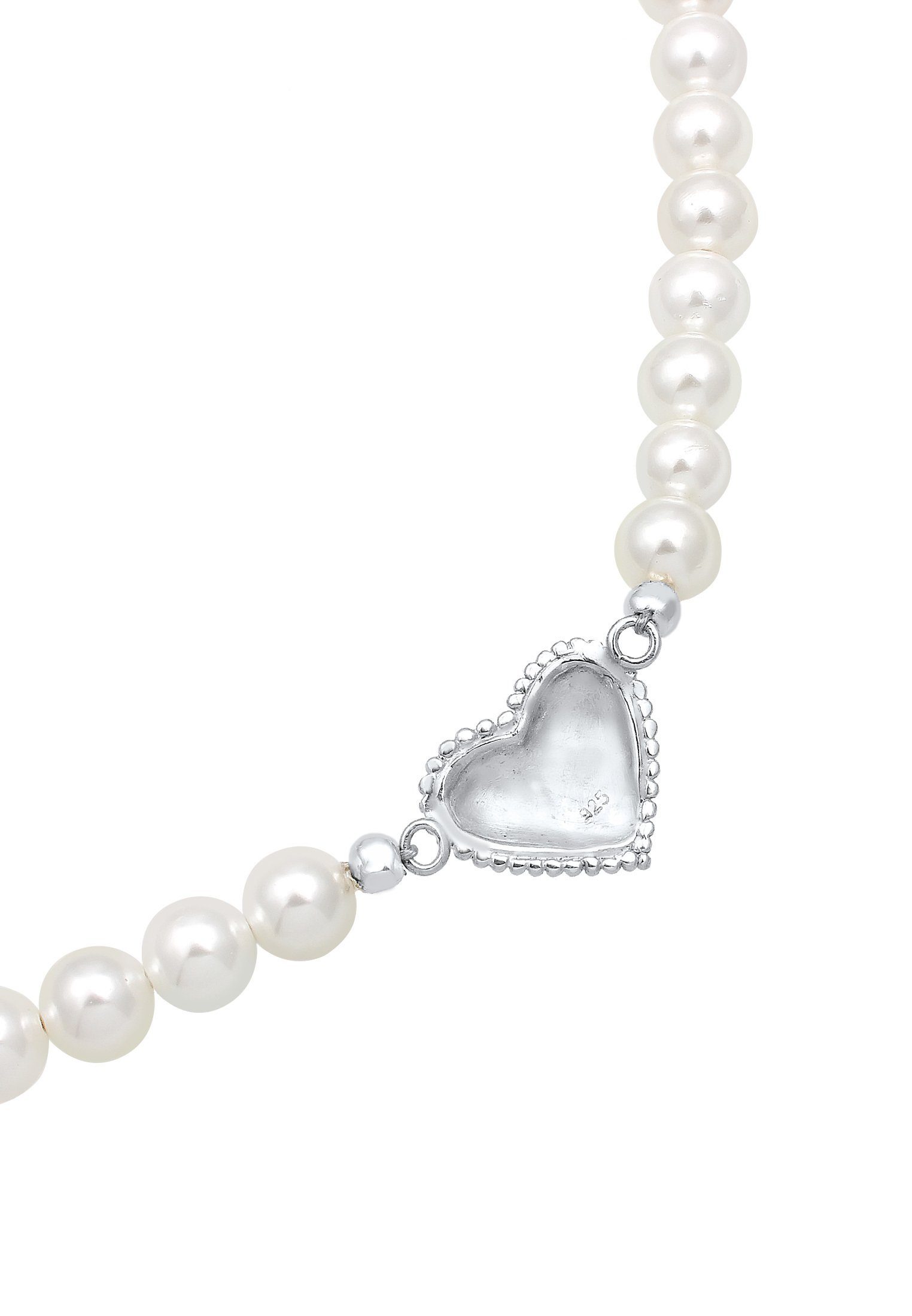 Elli Perlenkette Elli Halskette Choker Perle Herz Edelweiss 925 Silber