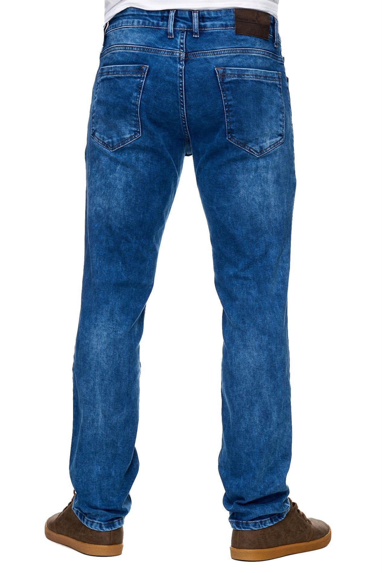 Reslad Stretch-Jeans Reslad Jeans-Hose blau Stretch Basic Stretch-Denim Jeans-Herren Slim Fit Slim Style Fit Jeans-Hose