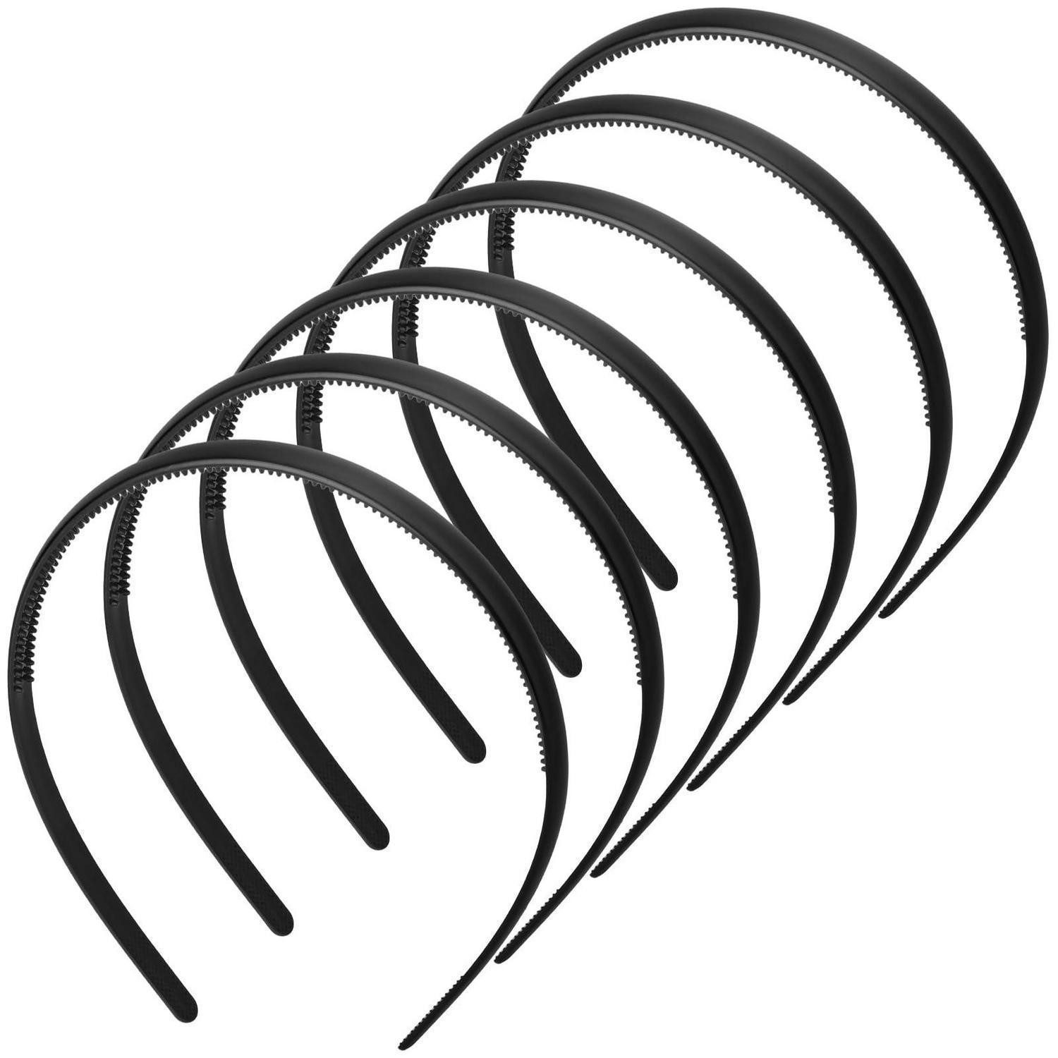 LuxusKollektion Haarreif Stirnband Kunststoff 6er-Set Schwarz