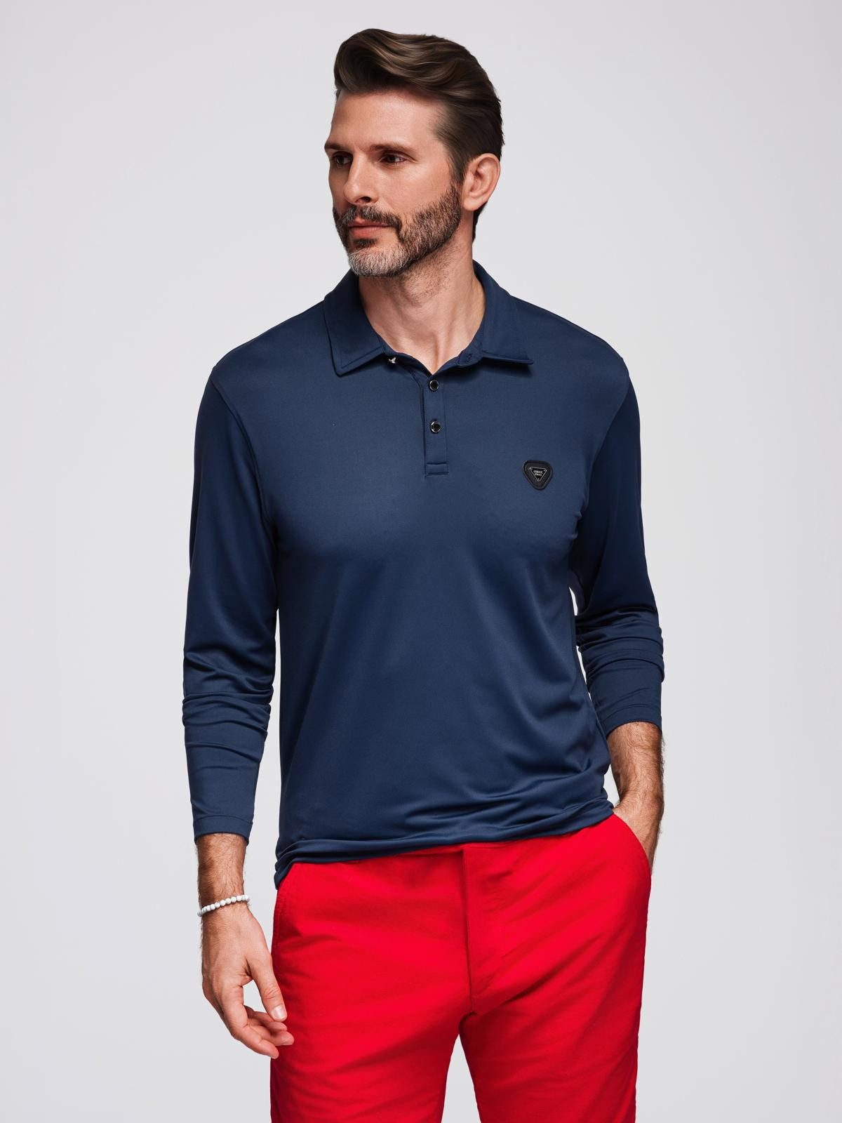 OMBRE Langarm-Poloshirt Polo-Shirt mit langen Ärmeln und eleganten Markenknöpfen