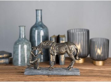 Brillibrum Dekofigur Design Figur Pferd Bronzefarben aus Polyresin Pferde Liebe Skulptur Horse Vertrauen Pferde Mädchen Geschenk