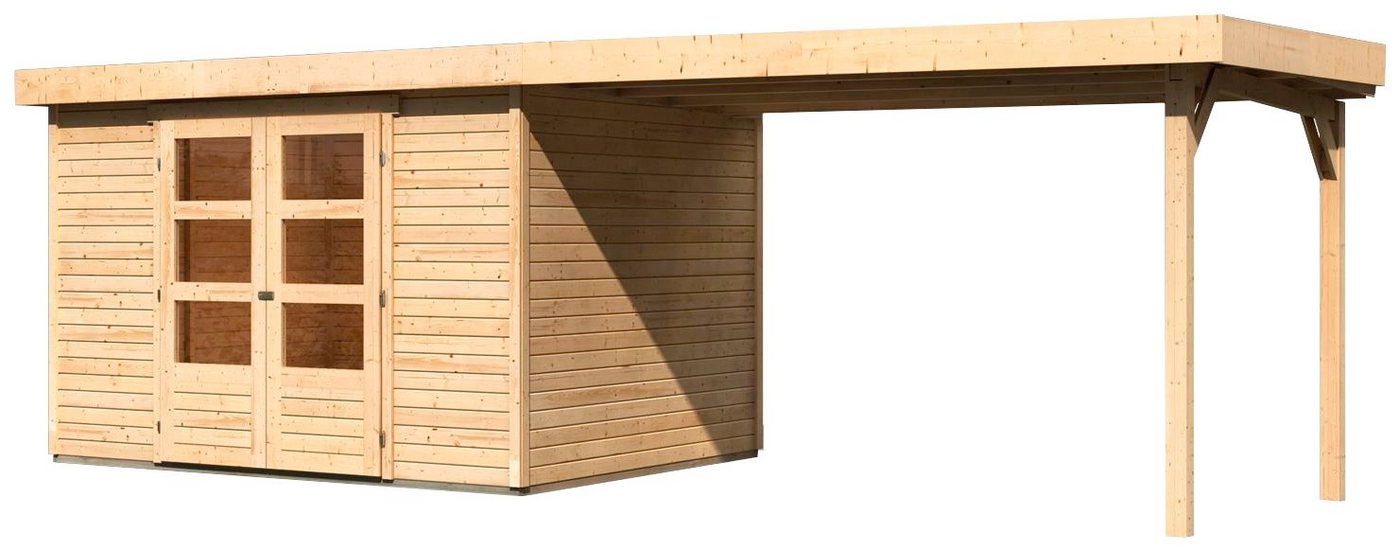 Thumbnail - Karibu Gartenhaus "Arnis 5" SET anthrazit mit Anbaudach 2,80 m Breite, BxT: 302x246 cm, (Set), aus hochwertiger nordisch...