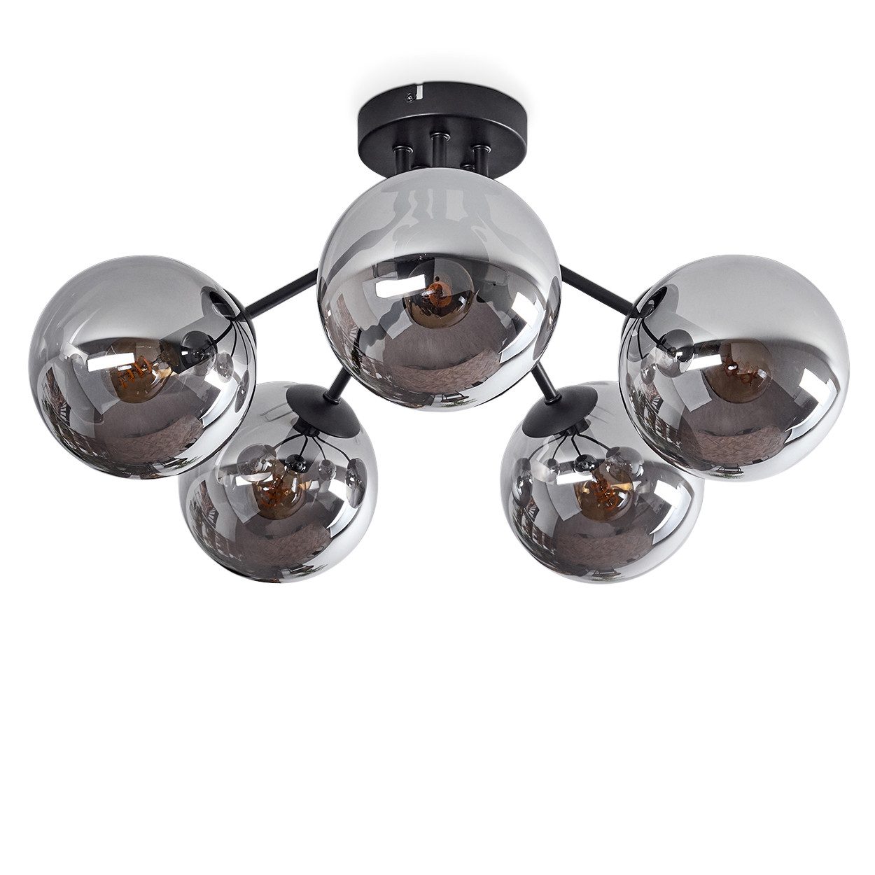 hofstein Deckenleuchte Hängelampe aus Metall/Glas in Schwarz/Klar, im Vinta günstig online kaufen