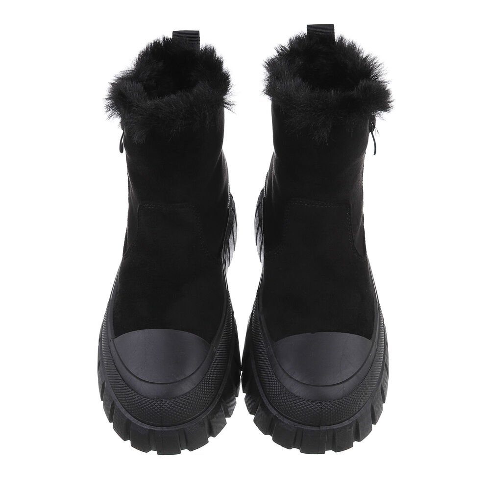 Ital-Design Damen Freizeit Plateaustiefelette (84160620) Flach Plateaustiefeletten in Schwarz