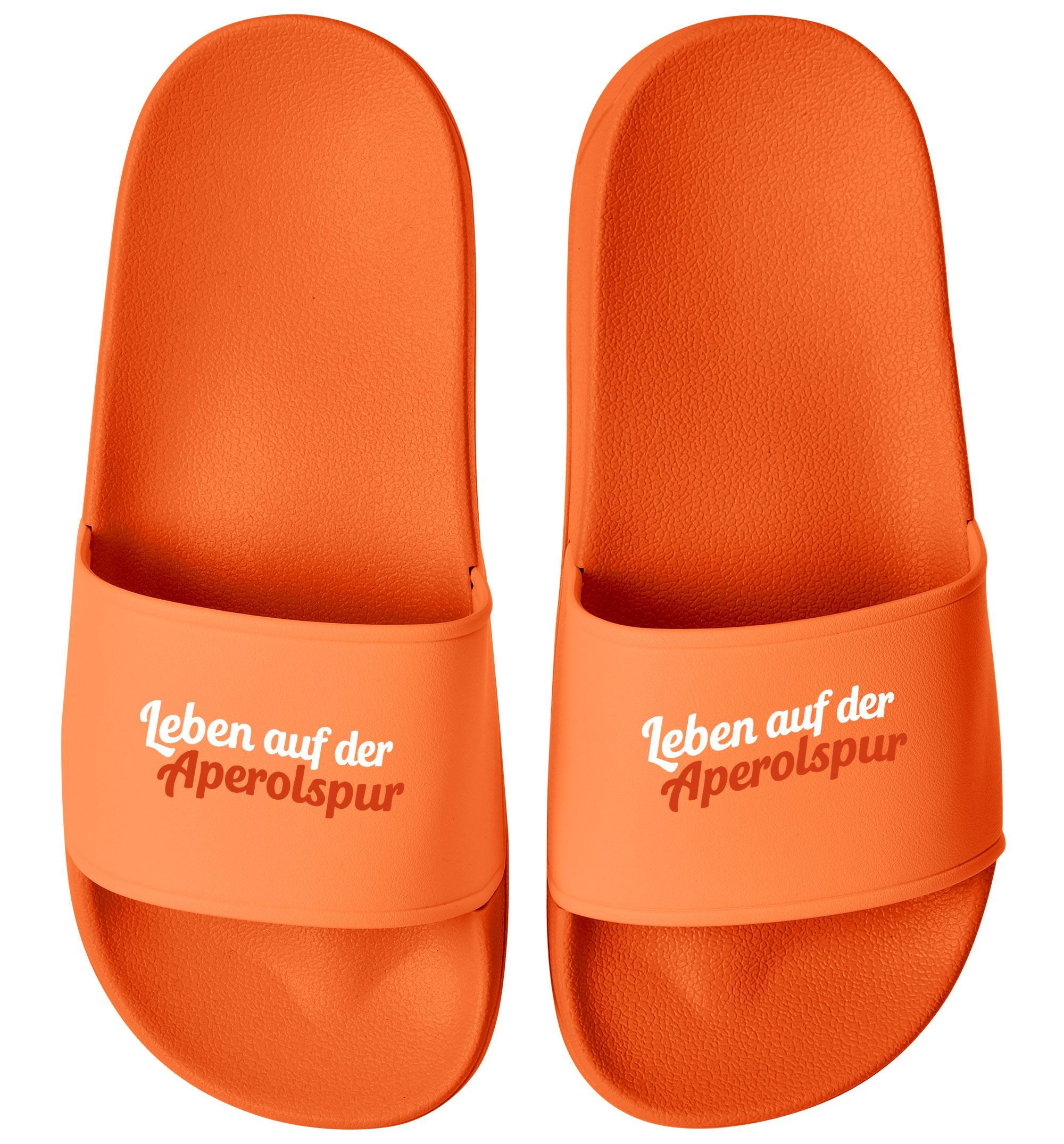 MoonWorks Badeschlappen mit Spruch Lustig Leben auf der Aperolspur Badelatschen Badesandale