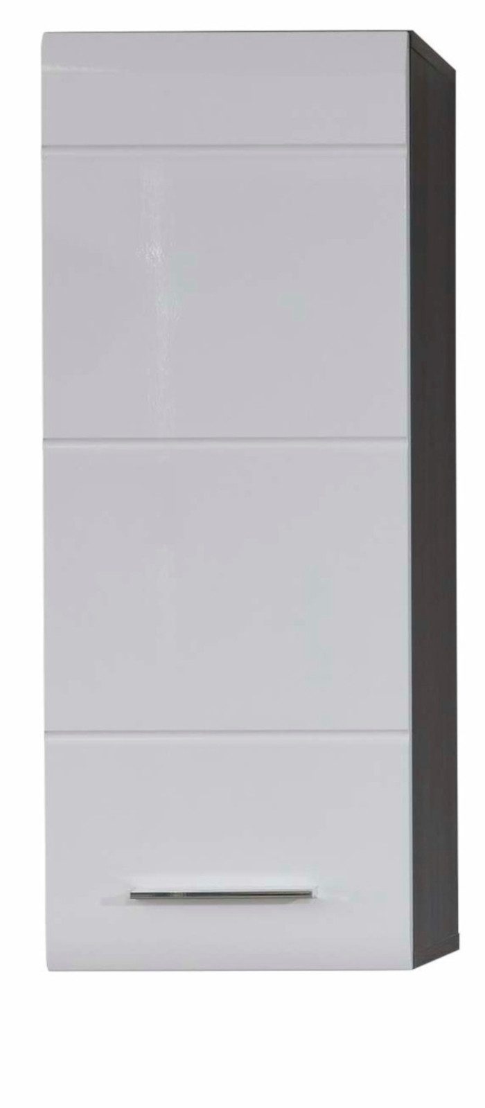 Furn.Design Hängeschrank Lemos (Badschrank in weiß Hochglanz und Rauchsilber grau, 30 x 77 cm) Türanschlag wechselbar