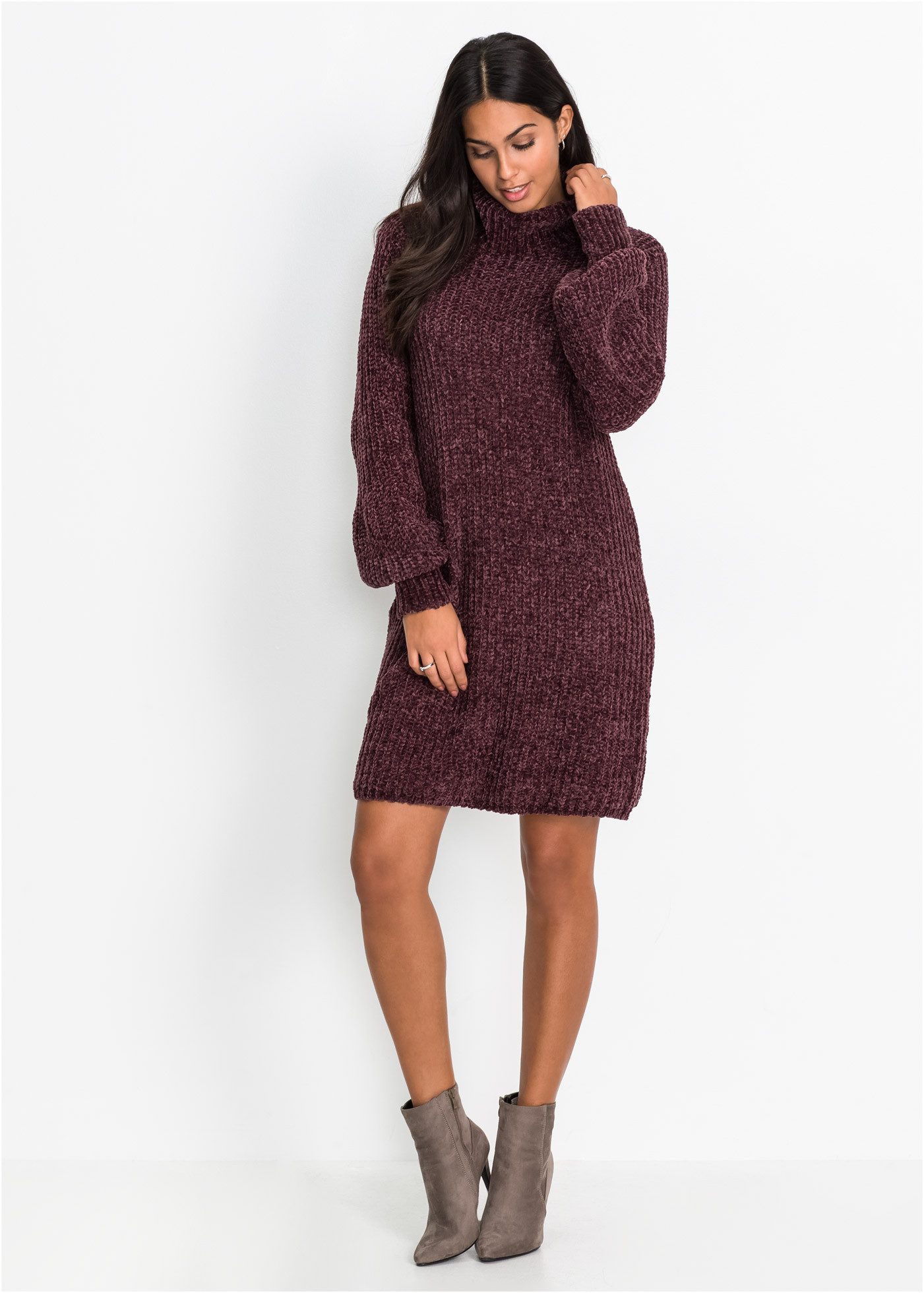 bonprix Strickkleid für eleganten Look, aus Chenille-Qualität, aus recyceltem Polyester